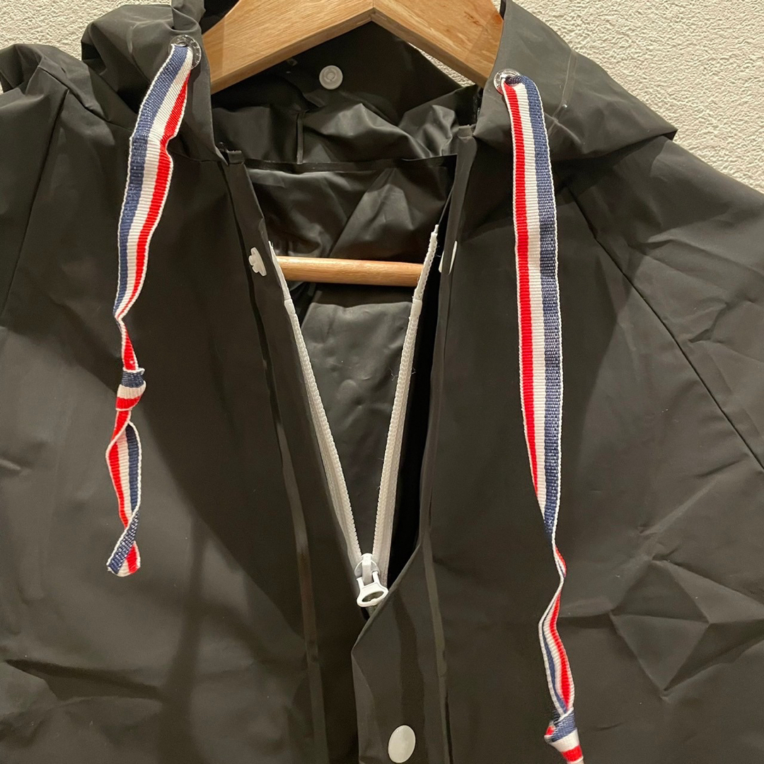 レインコート ブラック XL カッパ  防水　雨具 レインポンチョ 通学通勤  レディースのファッション小物(レインコート)の商品写真