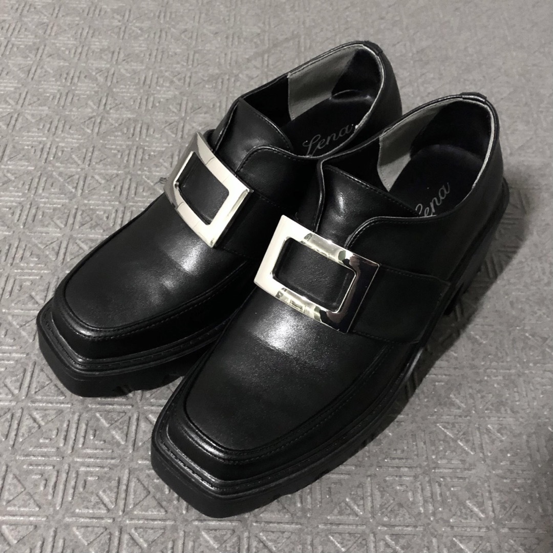 厚底ローファー ブラック Lサイズ レディースの靴/シューズ(ローファー/革靴)の商品写真