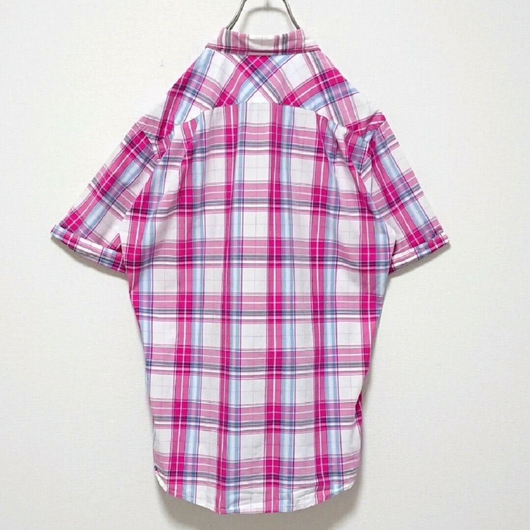 LACOSTE(ラコステ)の定番モデル ラコステ ワンポイント 刺繍 チェック 柄 半袖 シャツ メンズのトップス(シャツ)の商品写真