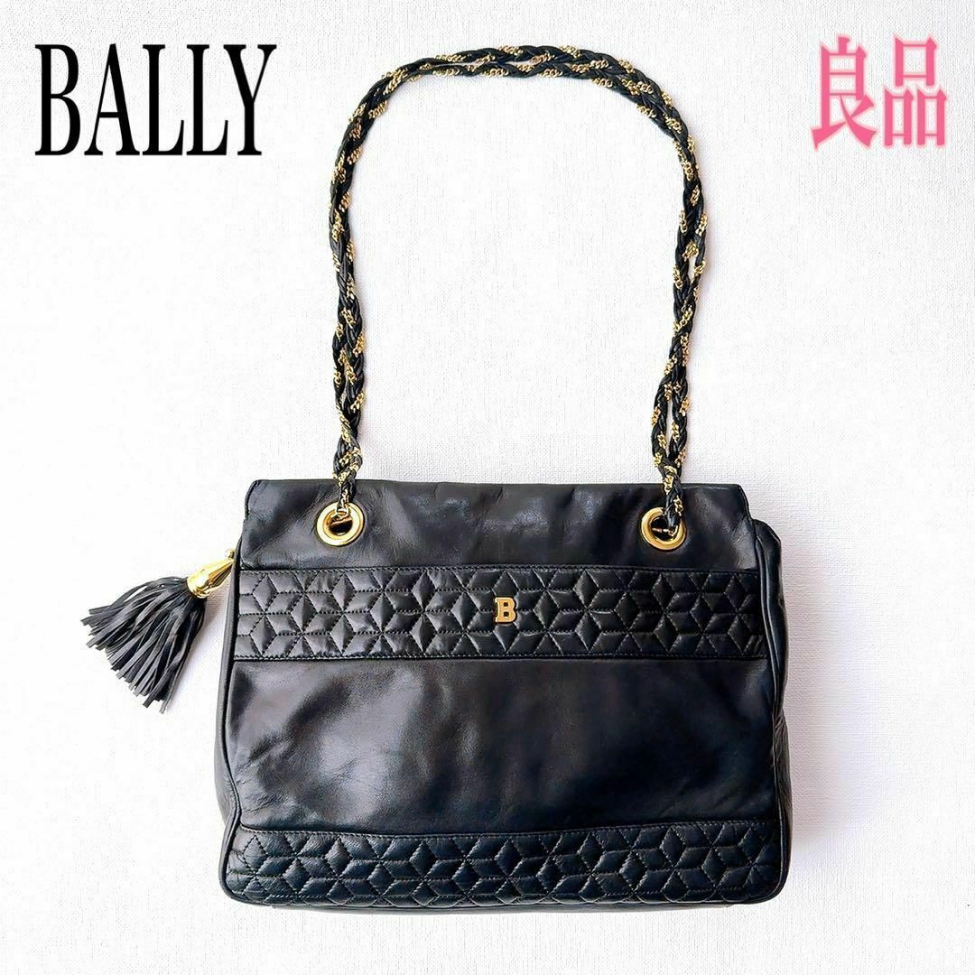 Bally(バリー)のバリー ショルダーバッグ チェーン ブラック系 ゴールド キルティング レザー レディースのバッグ(ショルダーバッグ)の商品写真