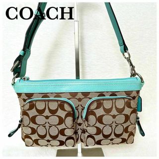 コーチ(COACH)の美品★COACH コーチ ショルダーバッグ シグネチャー ワンショルダー レザー(ショルダーバッグ)