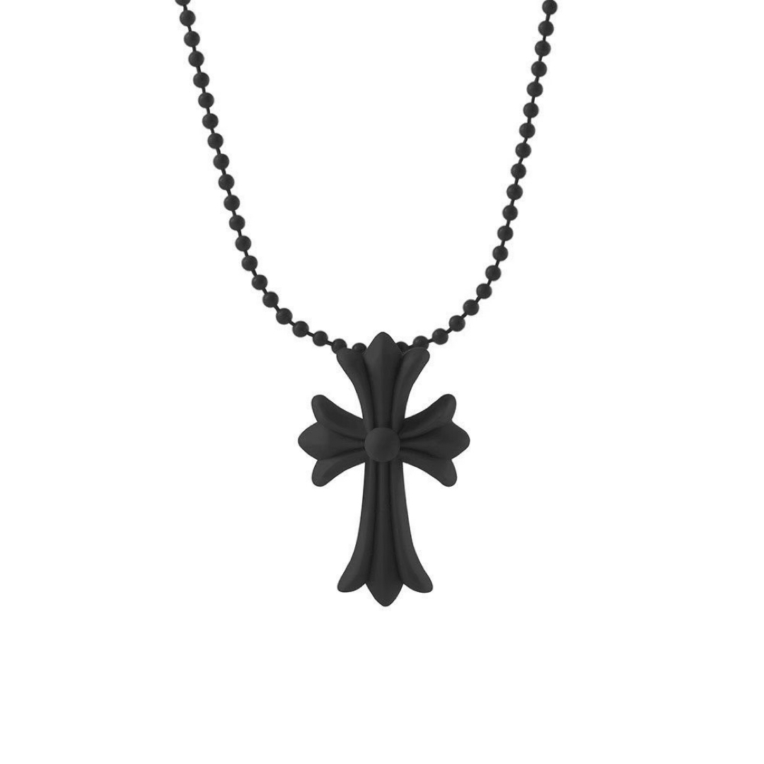 シリコンネックレス　クロス ネックレス 十字架 ラバー シリコン 　ブラック メンズのアクセサリー(ネックレス)の商品写真