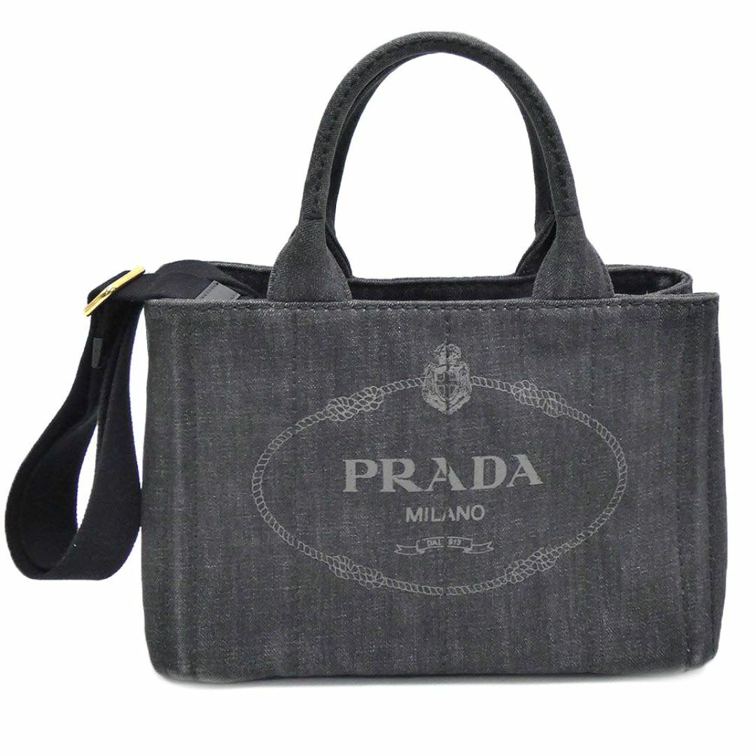 PRADA(プラダ)のプラダ バッグ 1BG439 PRADA カナパ キャンバス レザー 2WAY ショルダー トートバッグ ブラック ゴールド金具 T-YJP05667 レディースのバッグ(ショルダーバッグ)の商品写真