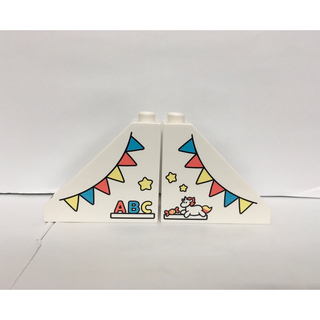 レゴデュプロ(レゴ デュプロ)のレゴ デュプロ 特殊 パーツブロック 白 絵柄 屋根 ホワイト 2個(積み木/ブロック)