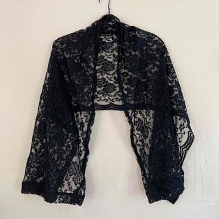 黒レース　ショール　幅50㎝×長さ150㎝　美品(マフラー/ショール)