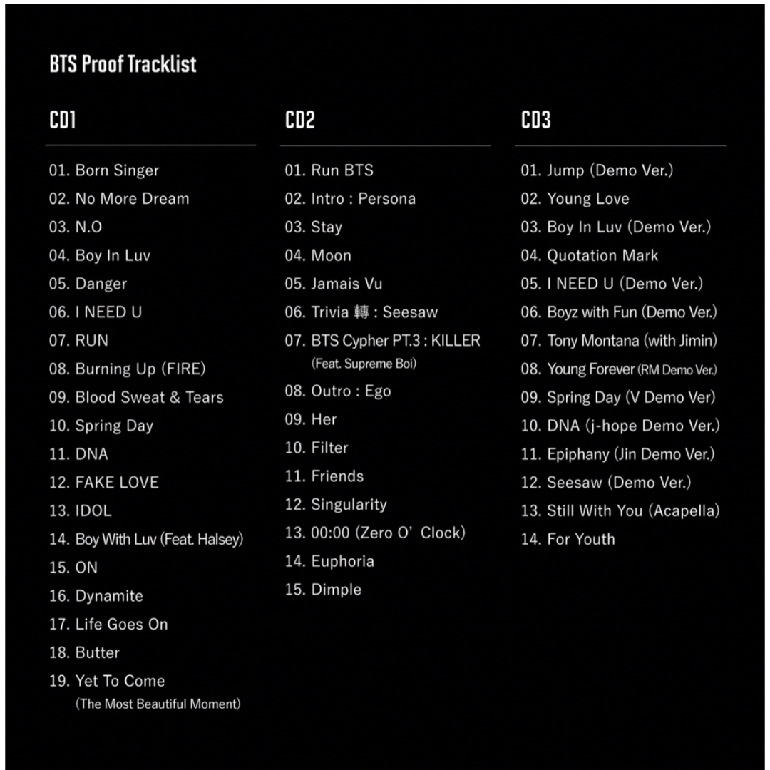 防弾少年団(BTS)(ボウダンショウネンダン)の①BTS PROOF(Standard Edition)3枚組アルバム エンタメ/ホビーのCD(K-POP/アジア)の商品写真