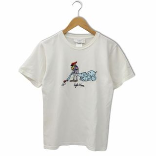 アザー(other)のレフトアローン ロゴ刺繍 半袖 クルーネック コットン Tシャツ S ホワイト(Tシャツ/カットソー(半袖/袖なし))