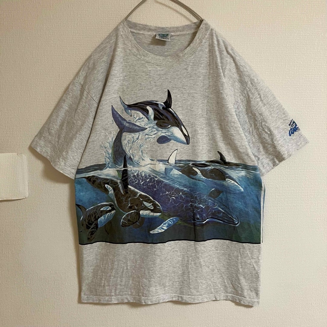 VINTAGE(ヴィンテージ)のUSA製エンバイロメンタルアートアニマルTシャツシャチオーバーサイズ半袖tシャツ メンズのトップス(Tシャツ/カットソー(半袖/袖なし))の商品写真