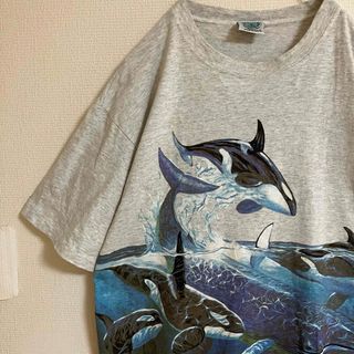 ヴィンテージ(VINTAGE)のUSA製エンバイロメンタルアートアニマルTシャツシャチオーバーサイズ半袖tシャツ(Tシャツ/カットソー(半袖/袖なし))