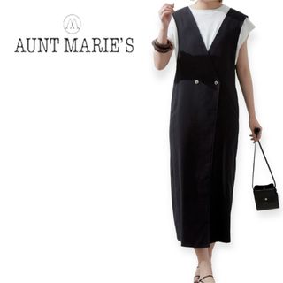 アントマリーズ(Aunt Marie's)のE280 Aunt Marie's リネンダブルジャンスカ / ジレ　新品　黒(ベスト/ジレ)