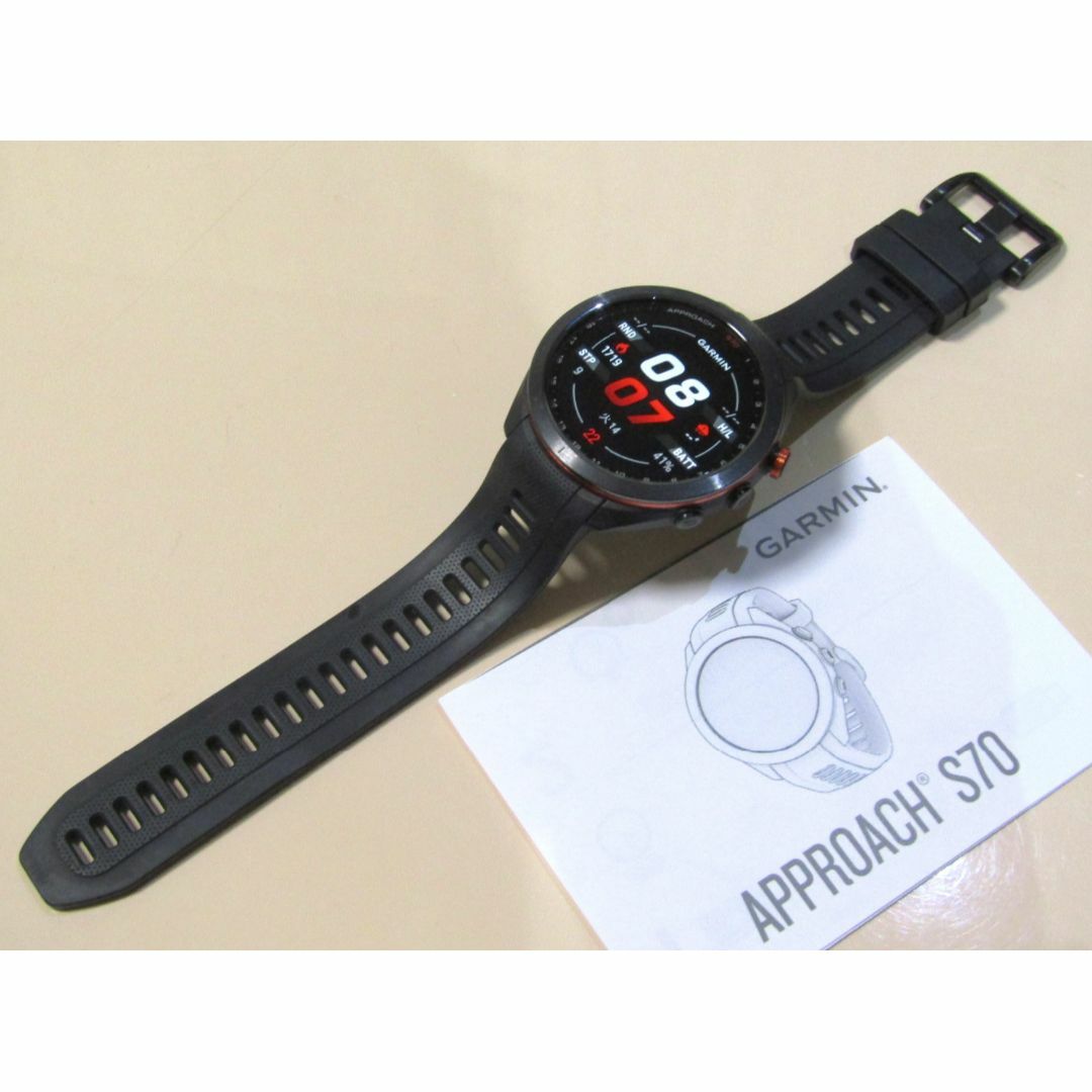 GARMIN(ガーミン)の美品 ガーミン アプローチ S70 ブラック 47mm メンズの時計(腕時計(デジタル))の商品写真