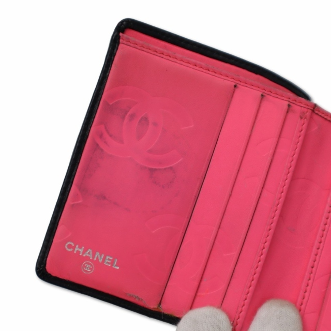 CHANEL(シャネル)のシャネル カンボン ライン ココマーク 2つ折り財布 ブラック/ピンク レディースのファッション小物(財布)の商品写真
