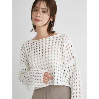 emmi atelier - emmi atelier クロップドメッシュニット