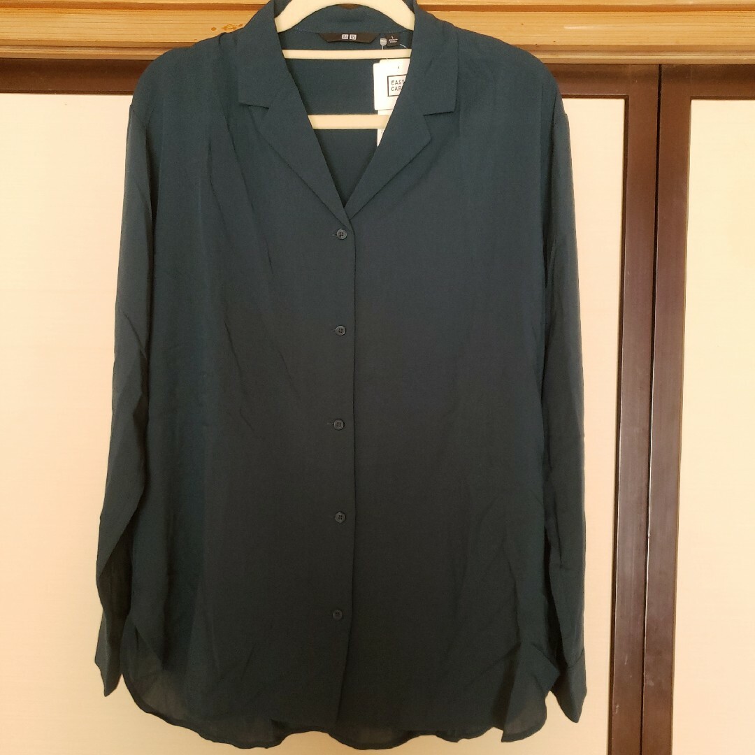 UNIQLO(ユニクロ)の新品✧UNIQLO オープンカラーブラウス Lサイズ レディースのトップス(シャツ/ブラウス(長袖/七分))の商品写真