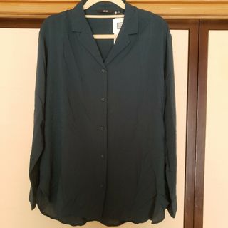 ユニクロ(UNIQLO)の新品✧UNIQLO オープンカラーブラウス Lサイズ(シャツ/ブラウス(長袖/七分))