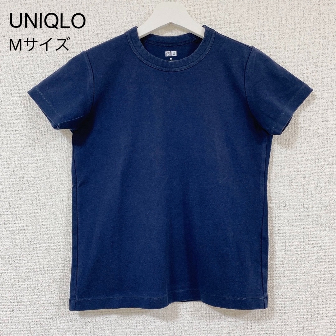 UNIQLO(ユニクロ)のUNIQLOクルーネックＴ ネイビー Mサイズ 紺色 半袖 Ｔシャツ ユニクロ レディースのトップス(Tシャツ(半袖/袖なし))の商品写真