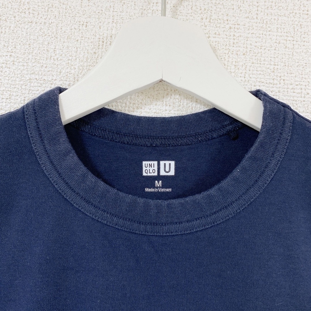 UNIQLO(ユニクロ)のUNIQLOクルーネックＴ ネイビー Mサイズ 紺色 半袖 Ｔシャツ ユニクロ レディースのトップス(Tシャツ(半袖/袖なし))の商品写真