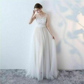 【ウエディング】ドレス　L　Aラインドレス　二次会　ワンピース　結婚式(ウェディングドレス)