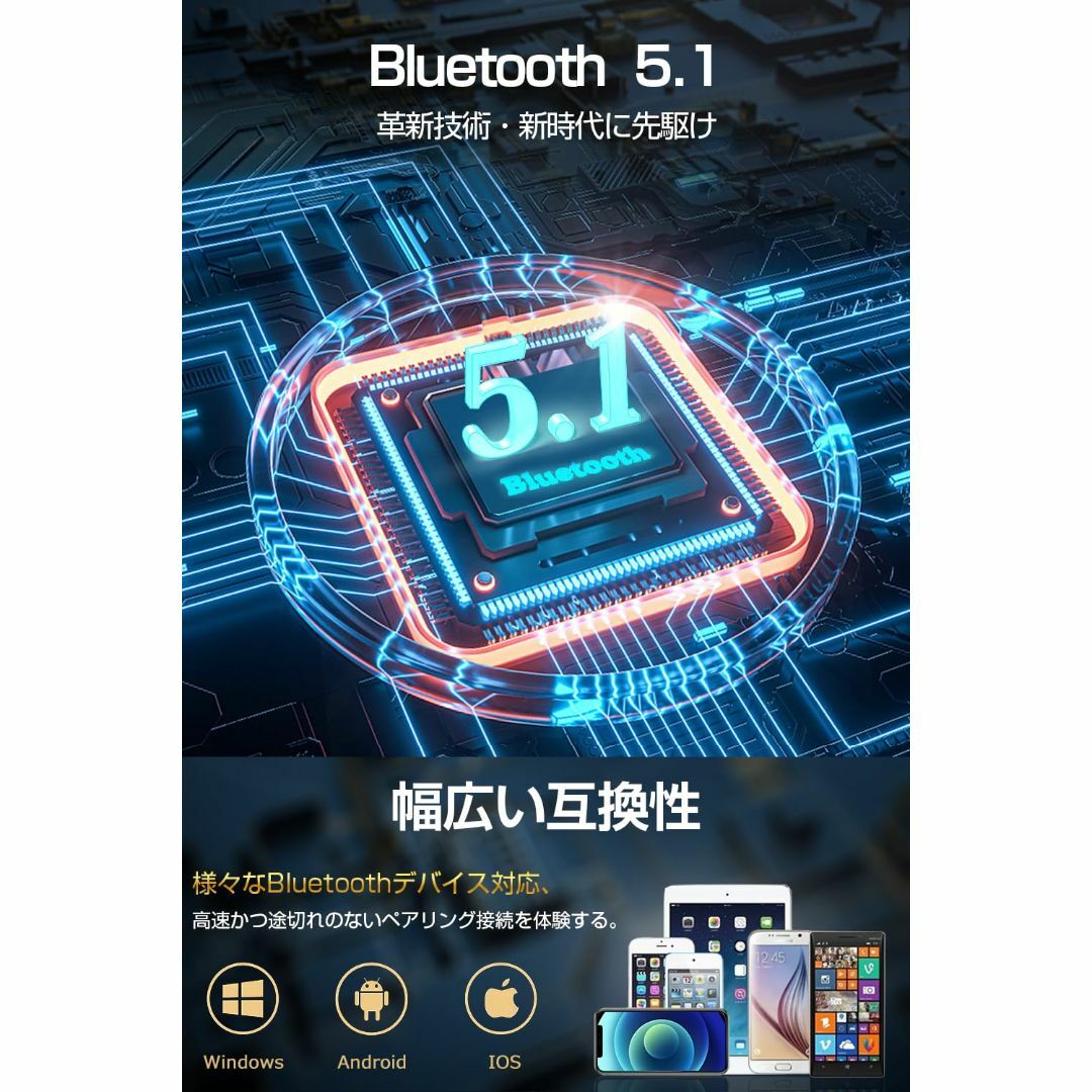 イヤホン bluetooth スポーツ ワイヤレスイヤホン ネックバンド型 Hi スマホ/家電/カメラのオーディオ機器(ヘッドフォン/イヤフォン)の商品写真