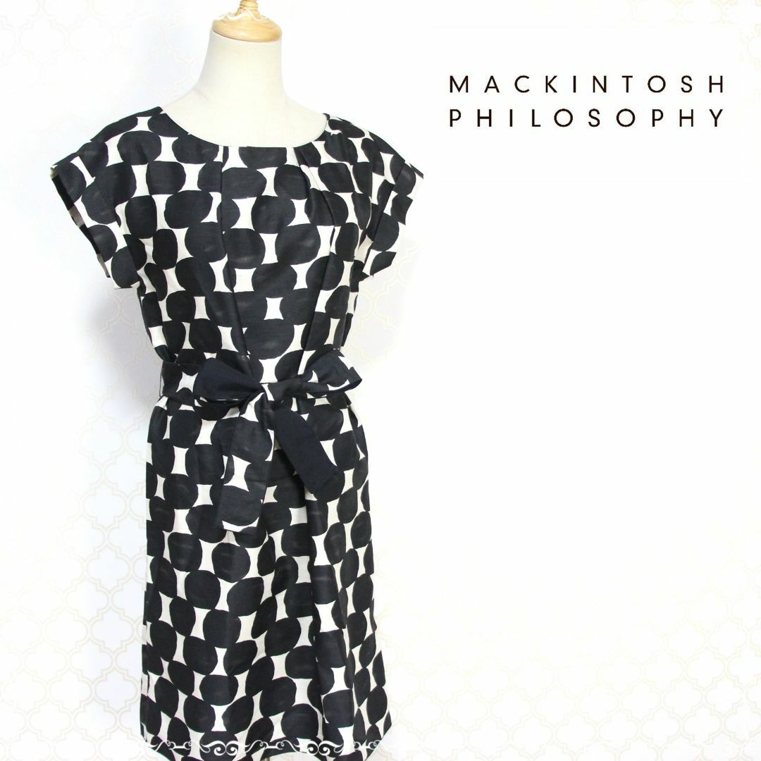 MACKINTOSH PHILOSOPHY WOMEN(マッキントッシュフィロソフィーウィメンズ)のマッキントッシュフィロソフィー　ワンピース フレンチスリーブ ドット 36 S レディースのワンピース(ひざ丈ワンピース)の商品写真