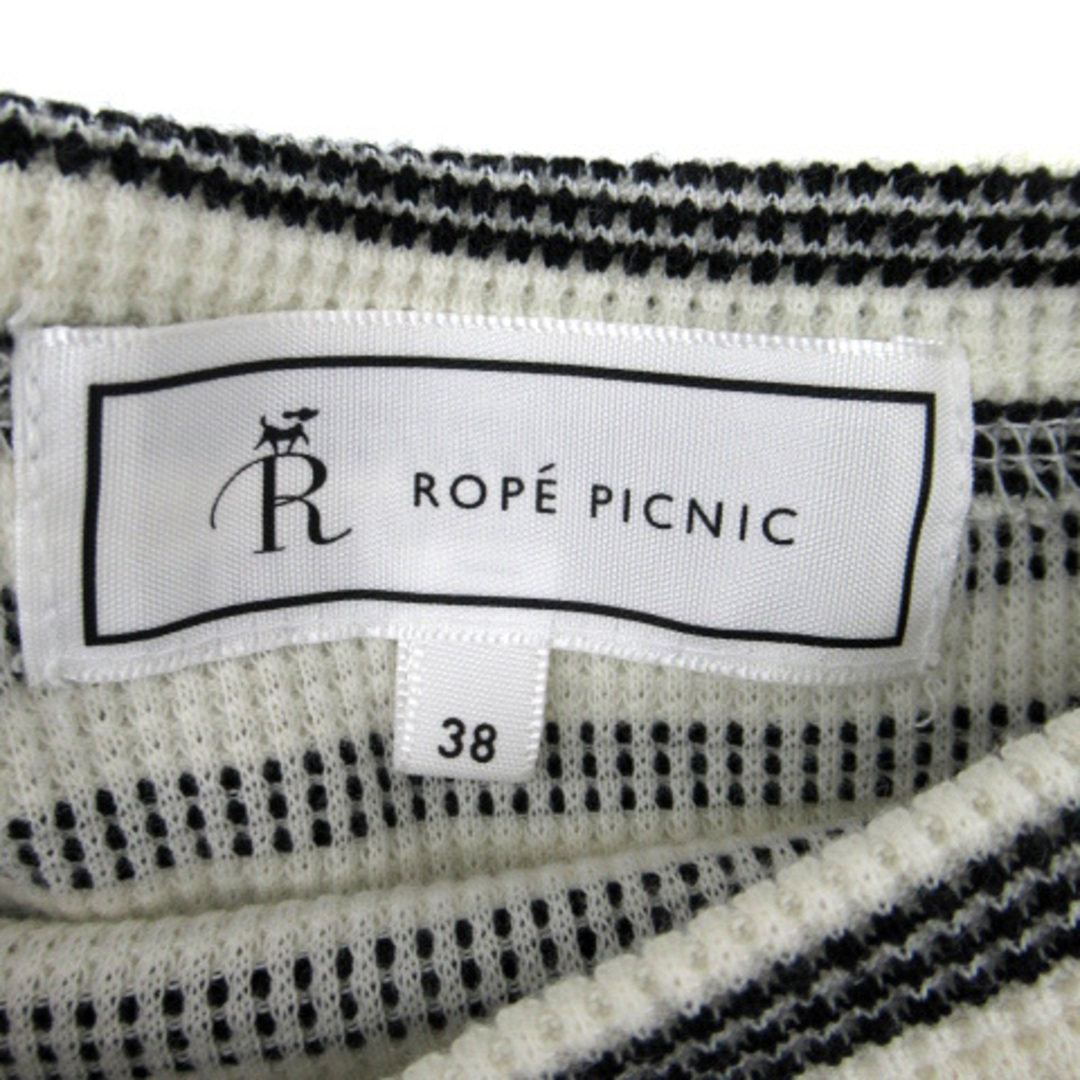 Rope' Picnic(ロペピクニック)のロペピクニック カットソー 半袖 ボートネック ボーダー柄 38 M 白 レディースのトップス(カットソー(半袖/袖なし))の商品写真
