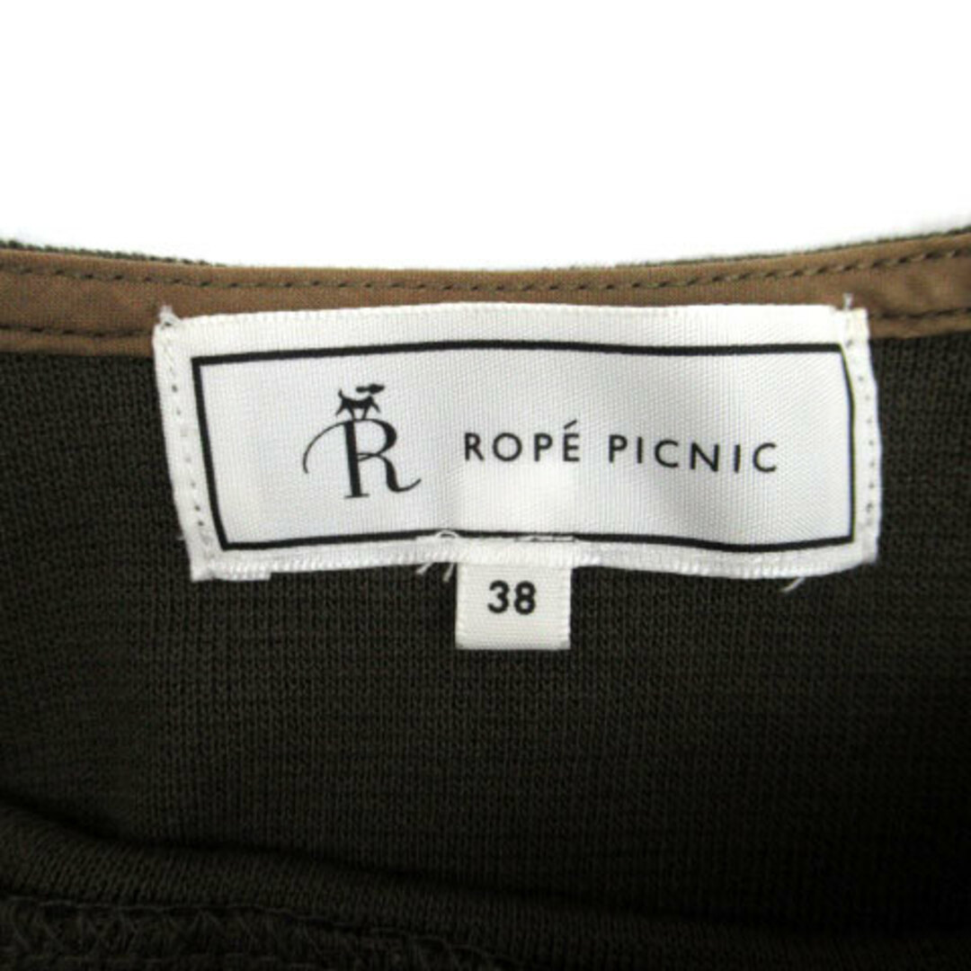 Rope' Picnic(ロペピクニック)のロペピクニック ワンピース ひざ丈 半袖 ラウンドネック 38 M カーキ レディースのワンピース(ひざ丈ワンピース)の商品写真