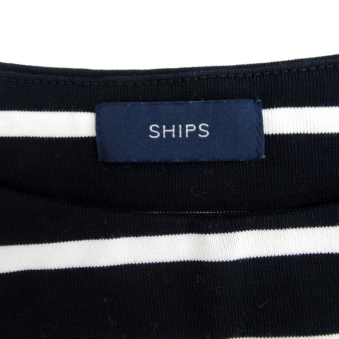 SHIPS(シップス)のシップス カットソー ノースリーブ ラウンドネック ボーダー柄 紺 白 レディースのトップス(カットソー(半袖/袖なし))の商品写真