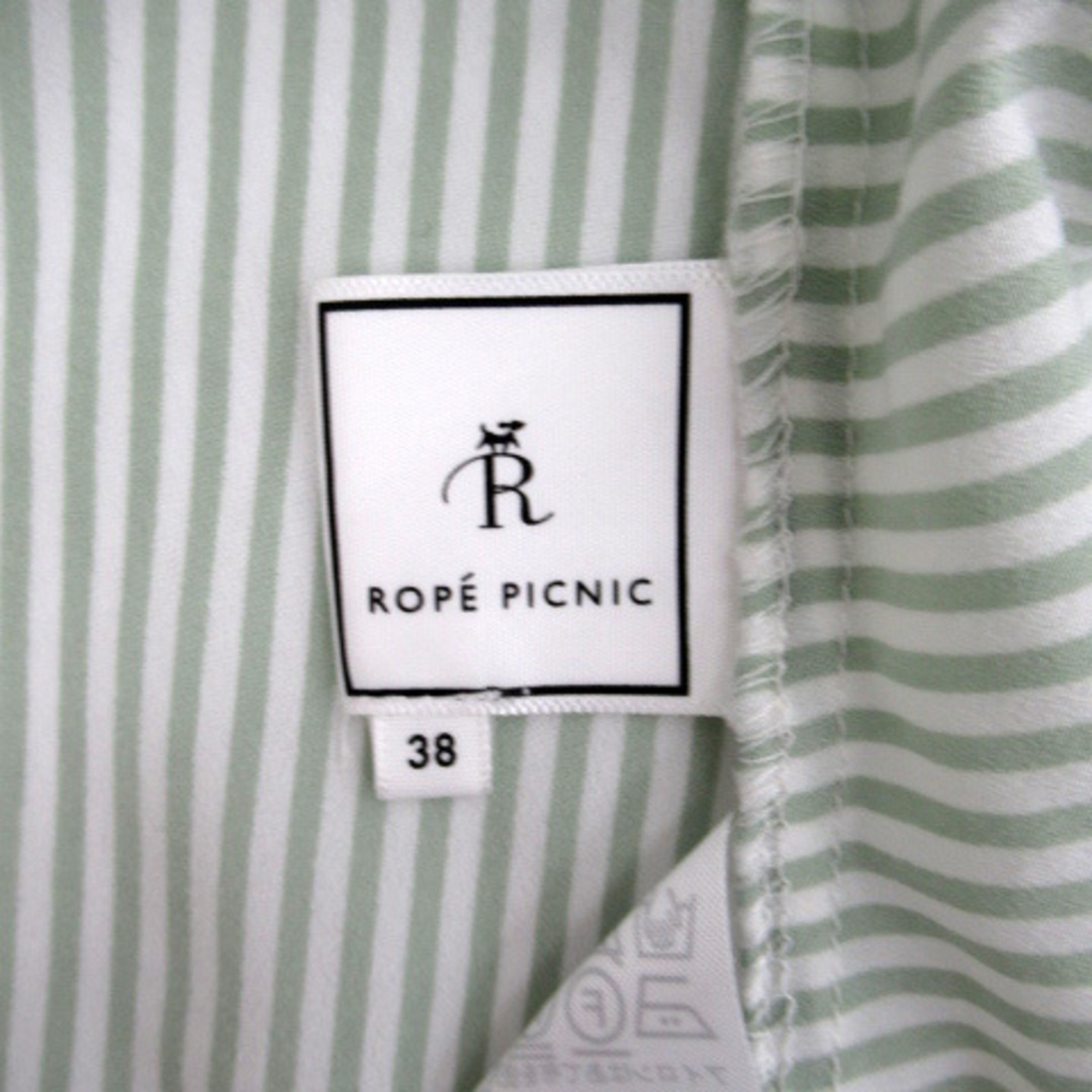 Rope' Picnic(ロペピクニック)のロペピクニック シャツ ブラウス スリットネック ストライプ柄 38 M 緑 レディースのトップス(シャツ/ブラウス(長袖/七分))の商品写真