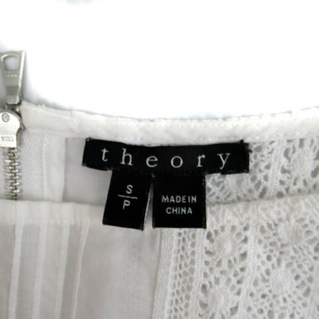 theory(セオリー)のセオリー theory カットソー 半袖 ラウンドネック 刺繍 透け感 S 白 レディースのトップス(カットソー(半袖/袖なし))の商品写真