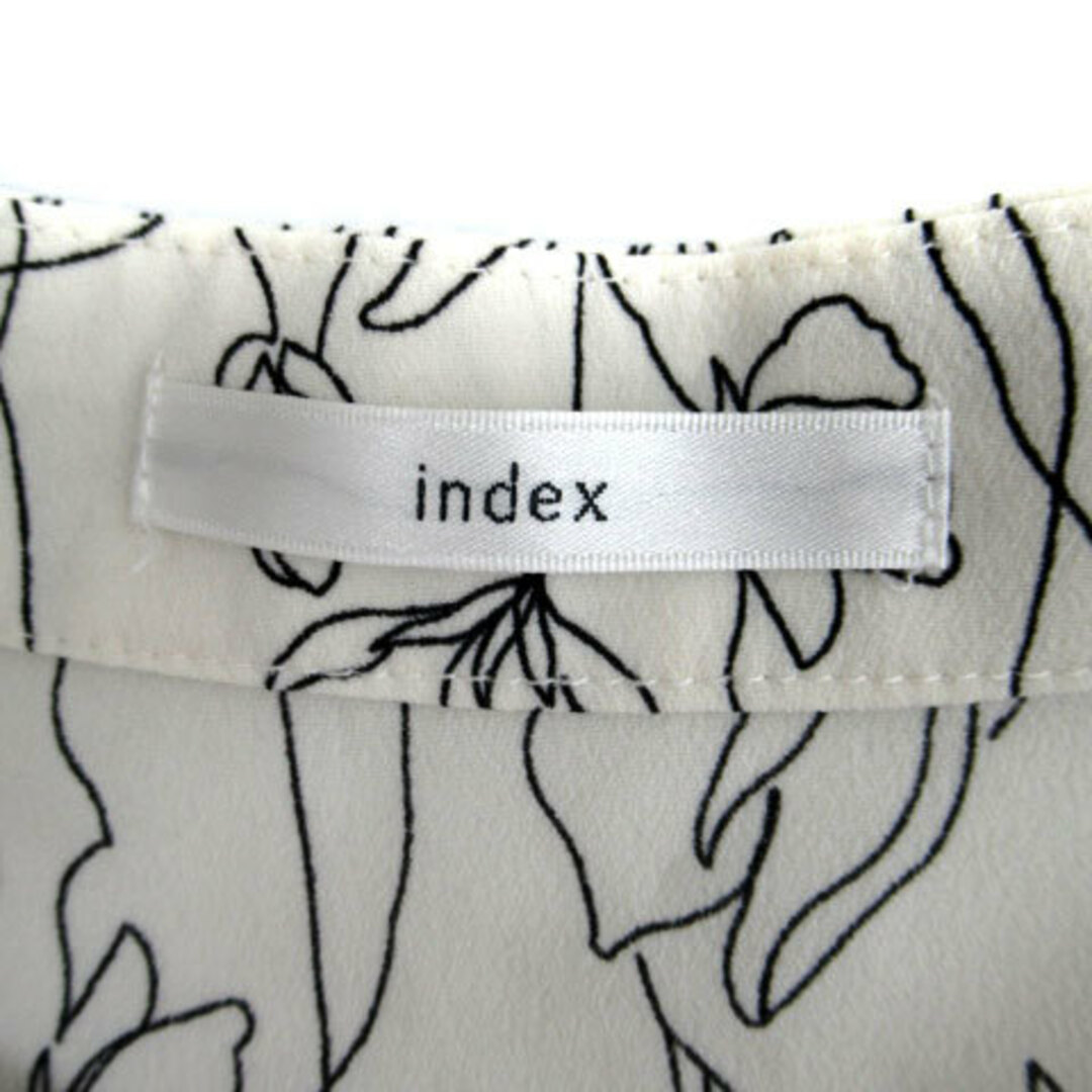 INDEX(インデックス)のインデックス INDEX ブラウス カットソー 半袖 ボウタイ 総柄 L 白 黒 レディースのトップス(シャツ/ブラウス(半袖/袖なし))の商品写真