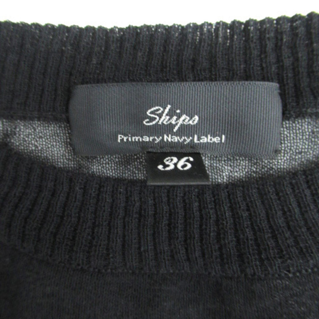 SHIPS(シップス)のシップス SHIPS カットソー 半袖 クルーネック シースルー 36 S 黒 レディースのトップス(カットソー(半袖/袖なし))の商品写真