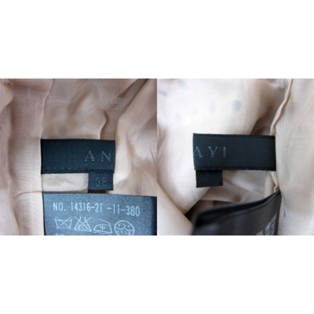 ANAYI(アナイ)のアナイ ワンピース 半袖 ラウンドネック ドット柄 38 M ベージュ 黒 レディースのワンピース(ひざ丈ワンピース)の商品写真