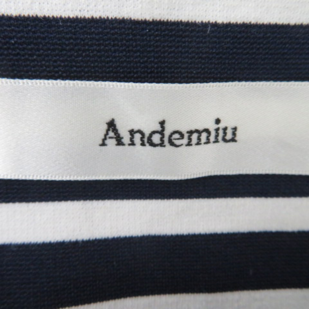 Andemiu(アンデミュウ)のアンデミュウ カットソー 半袖 スクエアネック ボーダー柄 F 紺 ネイビー レディースのトップス(カットソー(半袖/袖なし))の商品写真