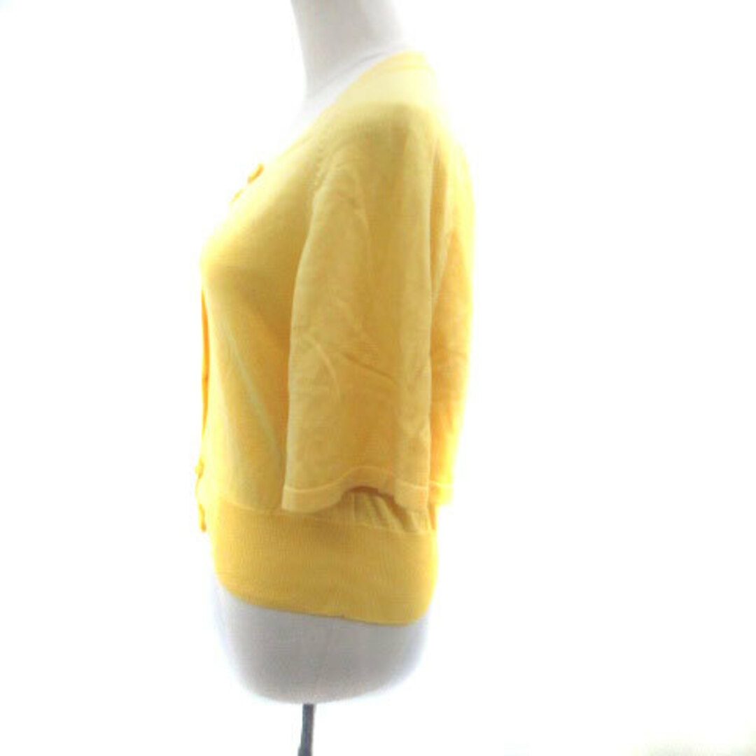 LOUNIE(ルーニィ)のルーニィ ニットカーディガン ラウンドネック 半袖 ワイドスリーブ 黄色 レディースのトップス(カーディガン)の商品写真