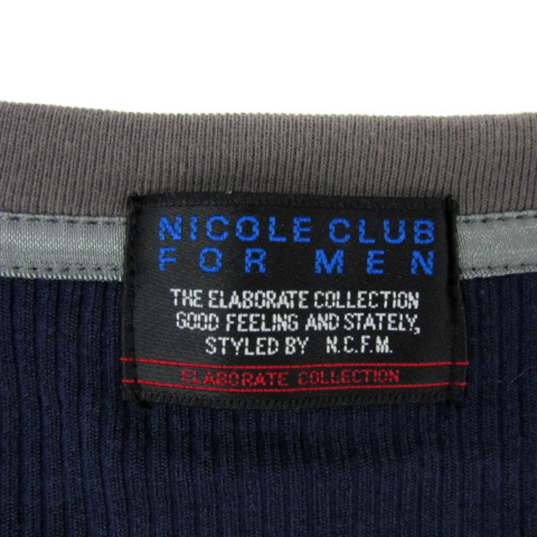 NICOLE CLUB FOR MEN(ニコルクラブフォーメン)のニコルクラブフォーメン リブカットソー 長袖 レイヤード風 46 紺 グレー メンズのトップス(Tシャツ/カットソー(七分/長袖))の商品写真