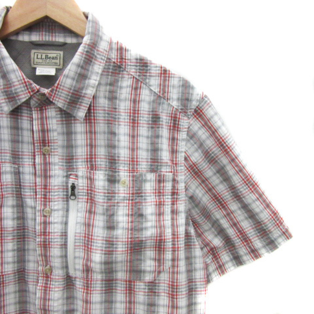 L.L.Bean(エルエルビーン)のエルエルビーン カジュアルシャツ 半袖 チェック柄 L マルチカラー 白 メンズのトップス(シャツ)の商品写真