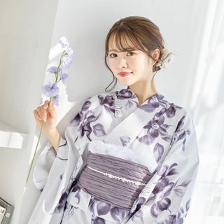 浴衣 セット 浴衣セット ゆかた 大人 レディース かわいい 新品 グレー 花柄(浴衣)