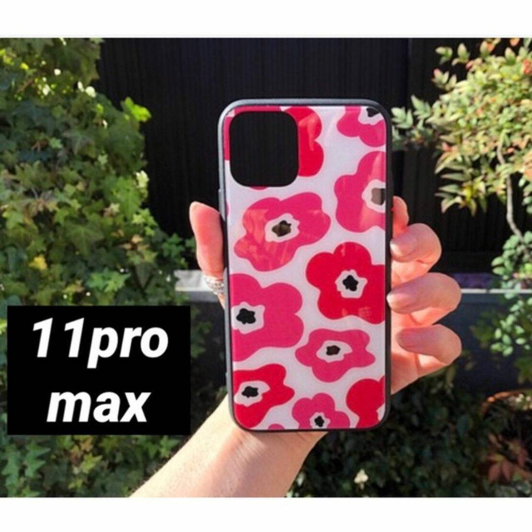 iPhone11promaxケース 強化ガラス北欧花柄ピンク　管理北ピ-6 スマホ/家電/カメラのスマホアクセサリー(iPhoneケース)の商品写真