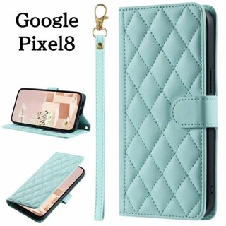 Google Pixel8 キルティング ストラップ付き レザー ケース カバー(Androidケース)