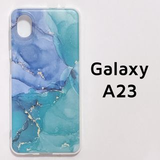 Galaxy A23 5G クリア 青緑 マーブル ソフトケース(Androidケース)