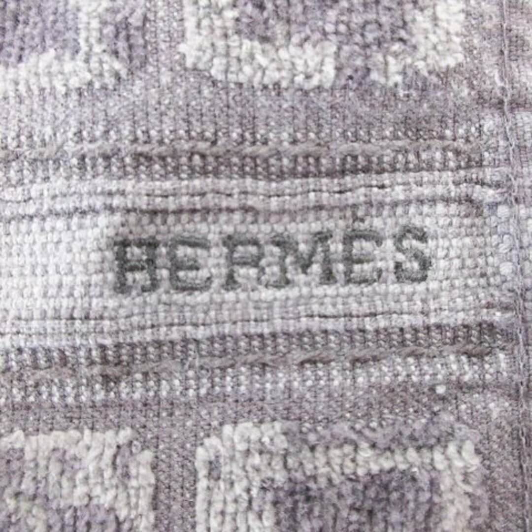 Hermes(エルメス)のエルメス 美品 パイル地 ハンカチ タオル生地 総柄 フリンジ 黒 ブラック レディースのファッション小物(ハンカチ)の商品写真