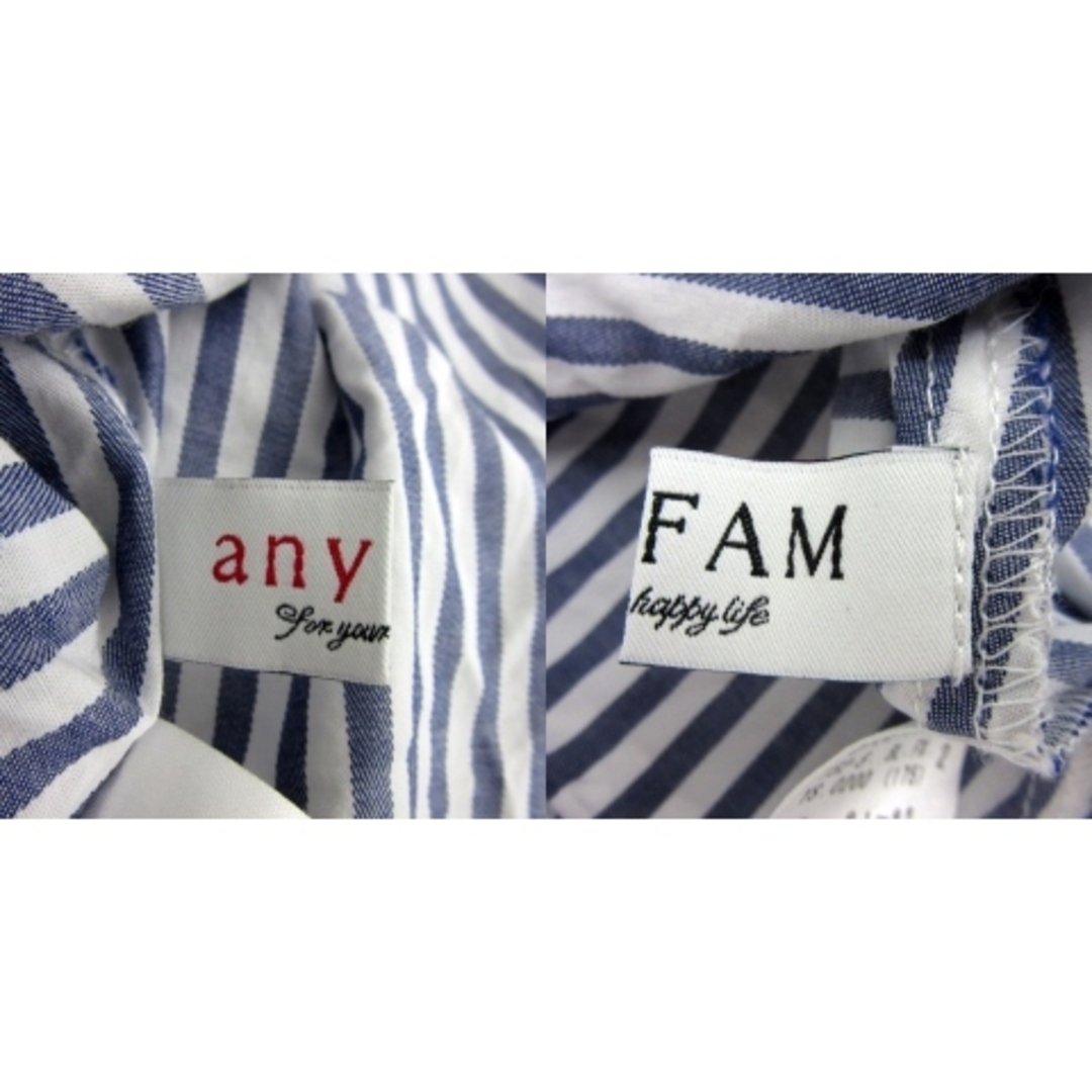 anyFAM(エニィファム)のエニィファム ブラウス シャツ 長袖 ストライプ柄 バックリボン レース 青 白 レディースのトップス(シャツ/ブラウス(長袖/七分))の商品写真