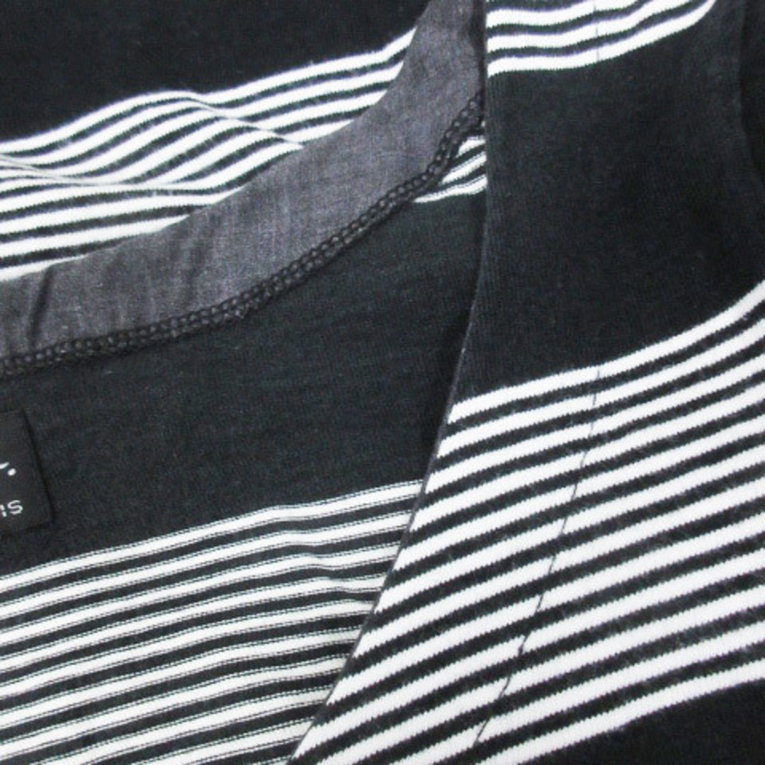 agnes b.(アニエスベー)のアニエスベー カットソー Tシャツ 半袖 ヘンリーネック ボーダー柄 白 黒 レディースのトップス(カットソー(半袖/袖なし))の商品写真