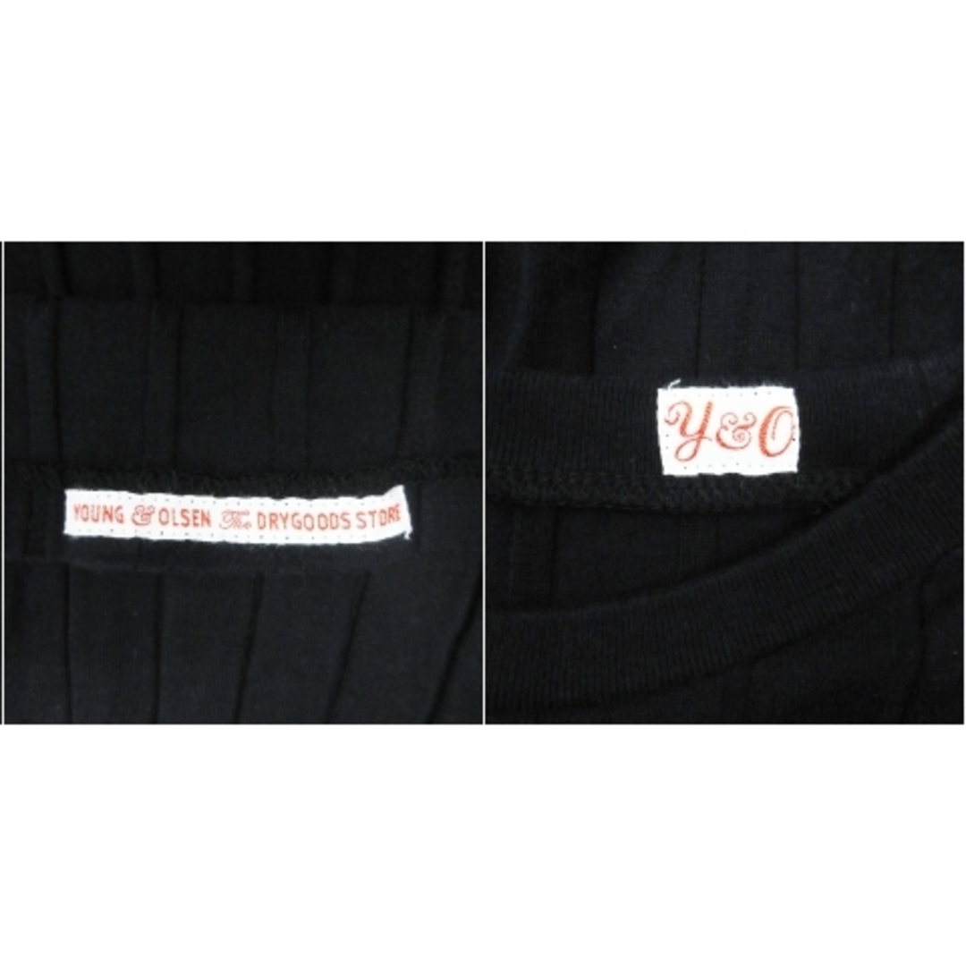 ヤングアンドオルセン リブカットソー 半袖 ラウンドネック 無地 2 M 黒 レディースのトップス(カットソー(半袖/袖なし))の商品写真