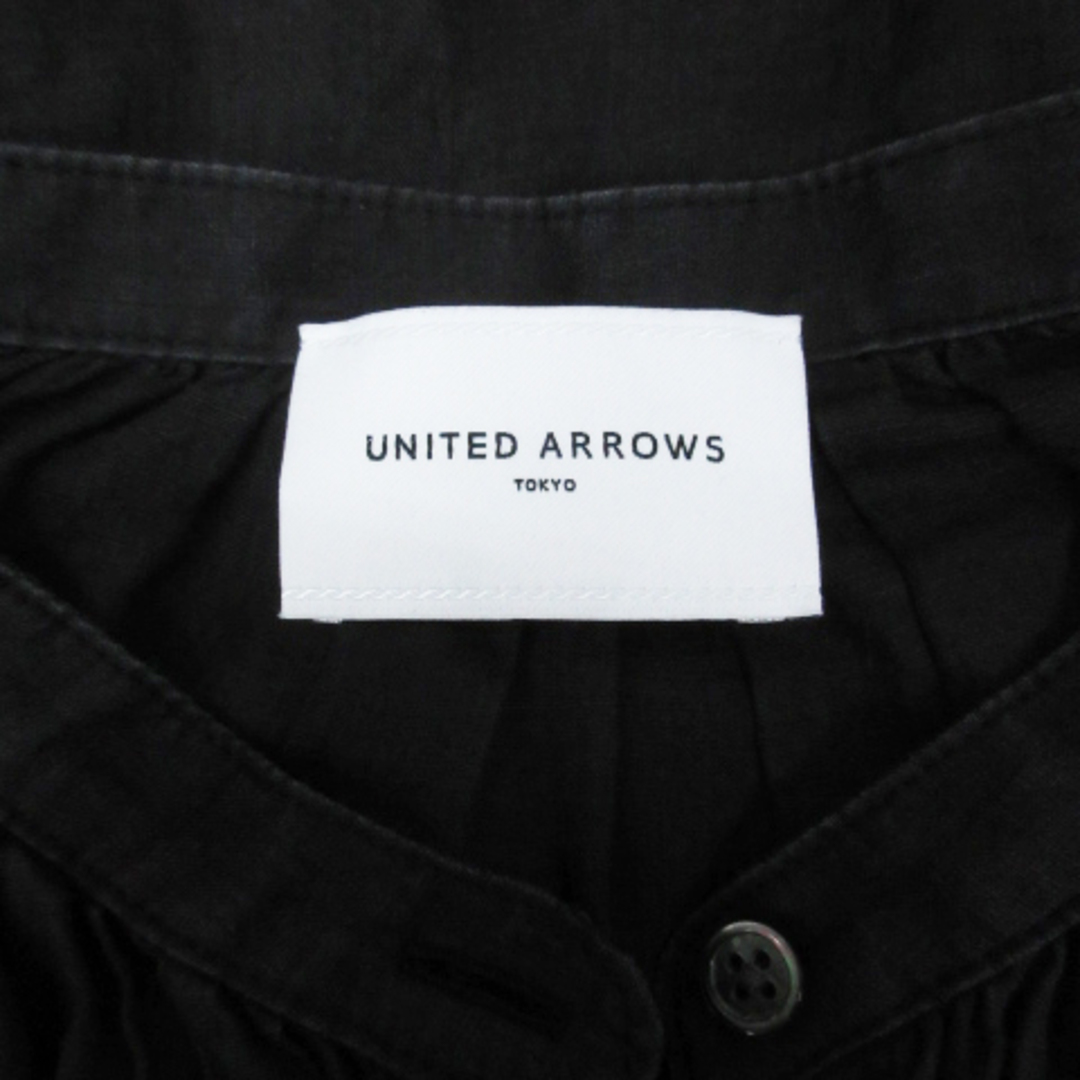 UNITED ARROWS(ユナイテッドアローズ)のユナイテッドアローズ シャツ ブラウス 長袖 バンドカラー リネン 麻 黒 レディースのトップス(シャツ/ブラウス(長袖/七分))の商品写真