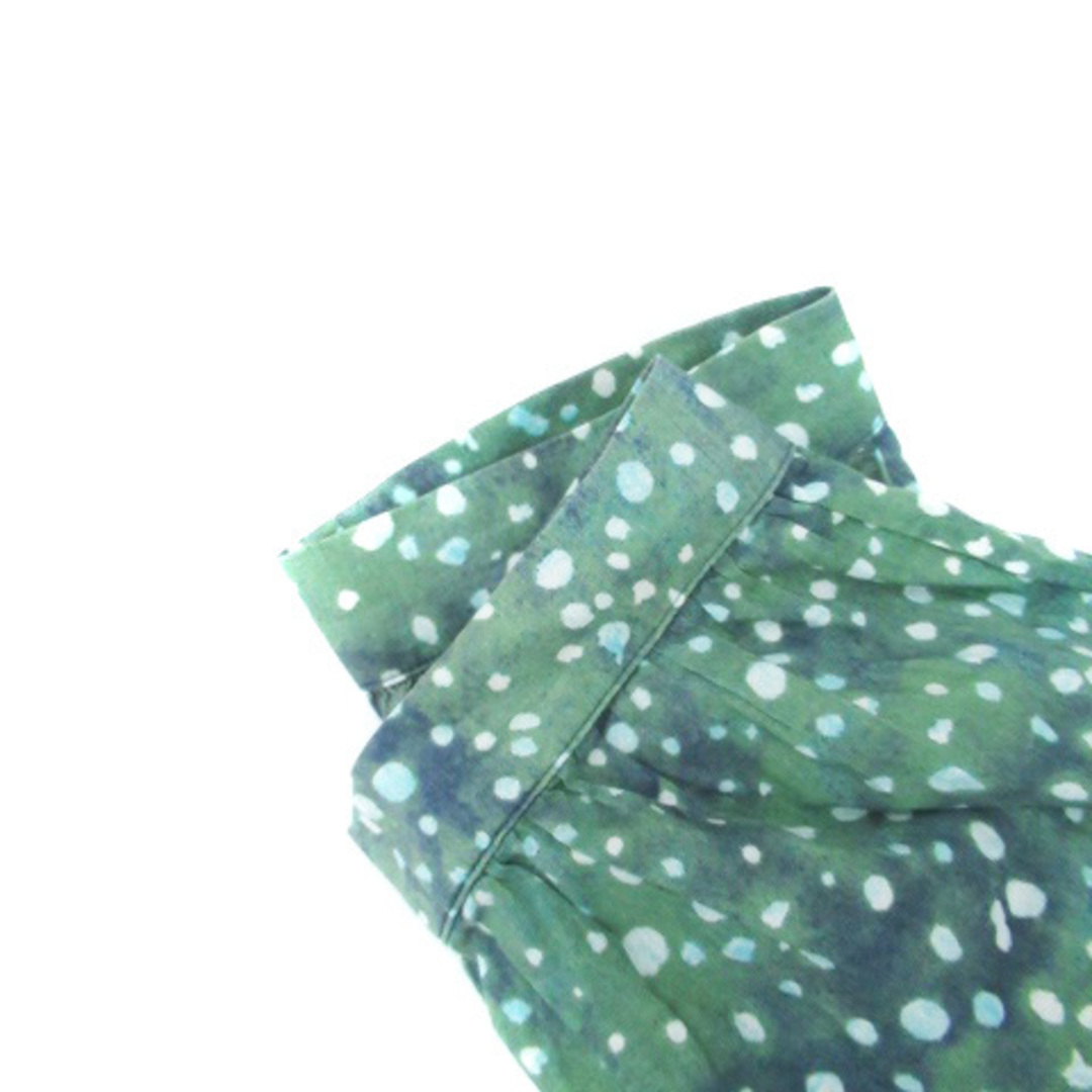 ビームスライツ ワンピース Vネック 七分袖 総柄 38 M 緑 オフホワイト レディースのワンピース(ひざ丈ワンピース)の商品写真