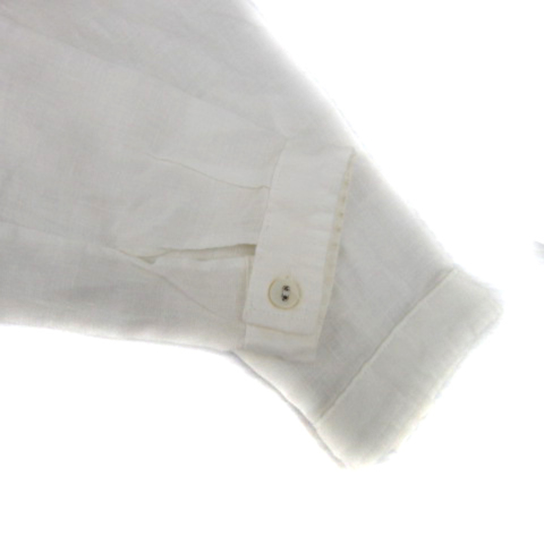 マリンユニフォーム カジュアルシャツ 長袖 無地 リネン 麻 2 白 ホワイト メンズのトップス(シャツ)の商品写真