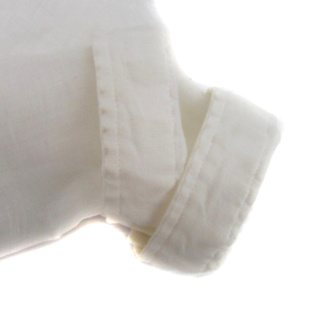 マリンユニフォーム カジュアルシャツ 長袖 無地 リネン 麻 2 白 ホワイト メンズのトップス(シャツ)の商品写真