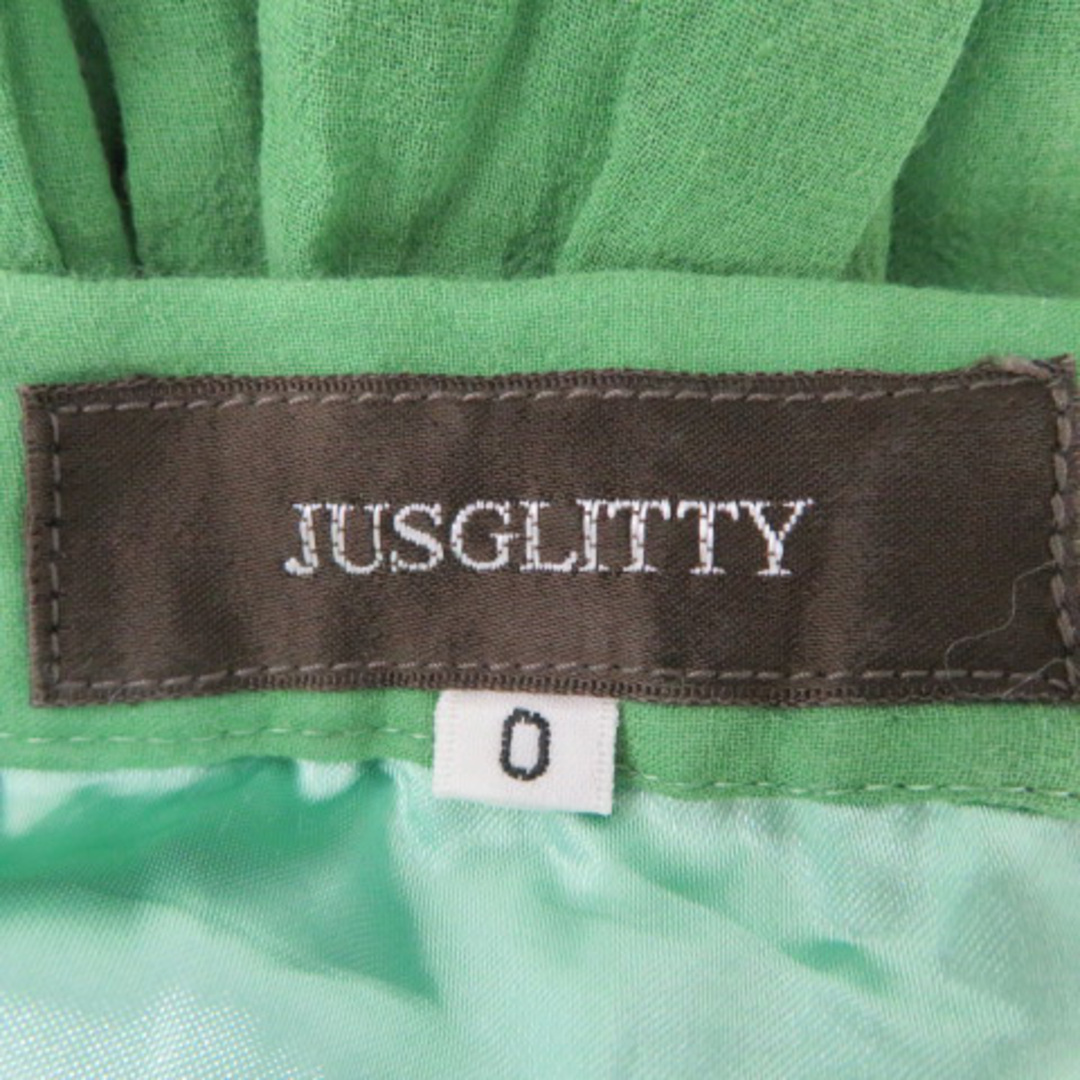 JUSGLITTY(ジャスグリッティー)のジャスグリッティー フレアスカート ギャザースカート ひざ丈 無地 0 緑 レディースのスカート(ひざ丈スカート)の商品写真