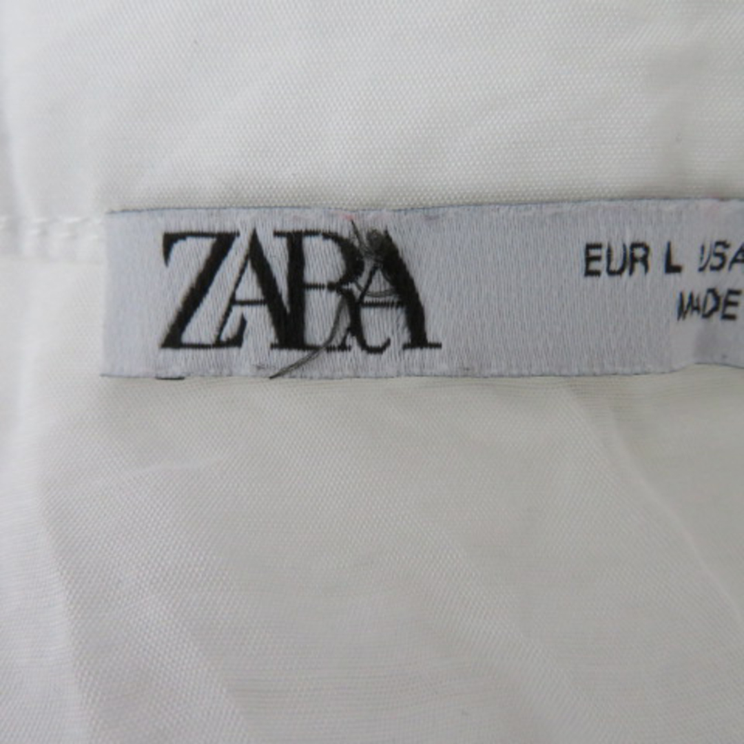 ZARA(ザラ)のザラ シャツ ブラウス 長袖 Vネック ショート丈 フリル 透け感 無地 L レディースのトップス(シャツ/ブラウス(長袖/七分))の商品写真